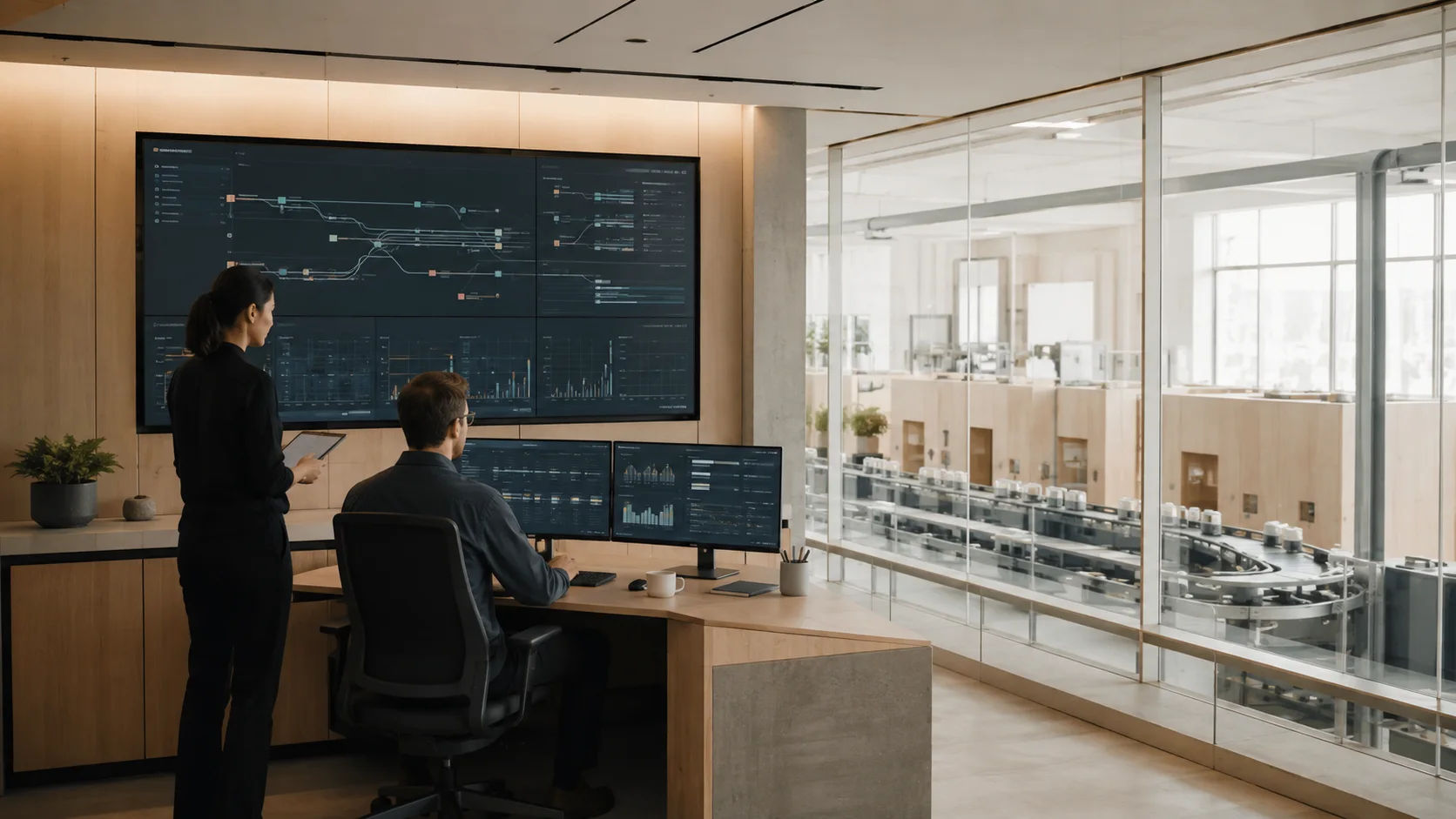 Professionals monitoring a reliable workflow in a modern operations room
